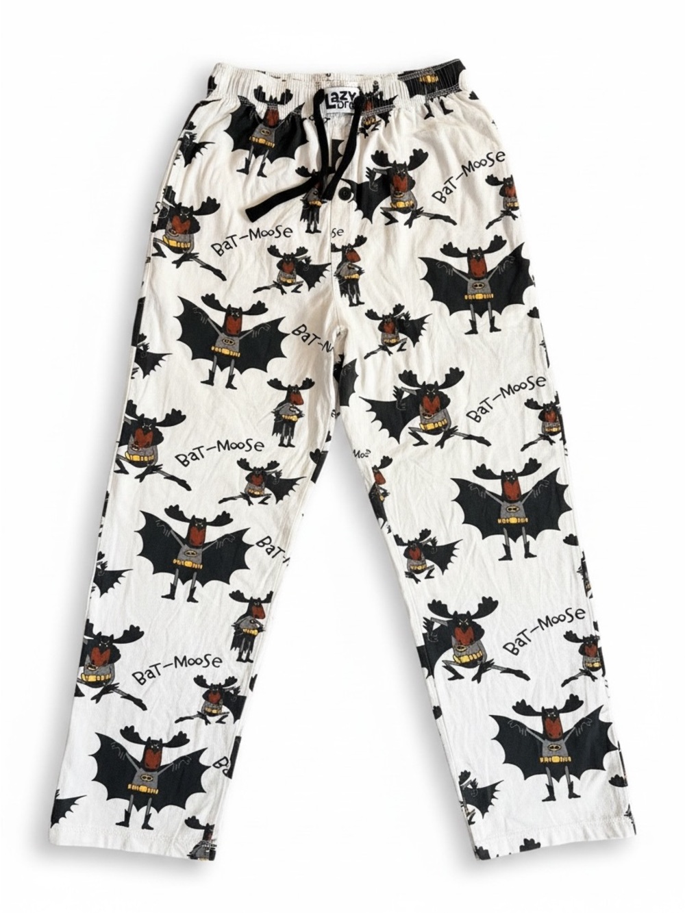 BAT MOOSE Lazy One White Mens Pajama Bottoms. XS